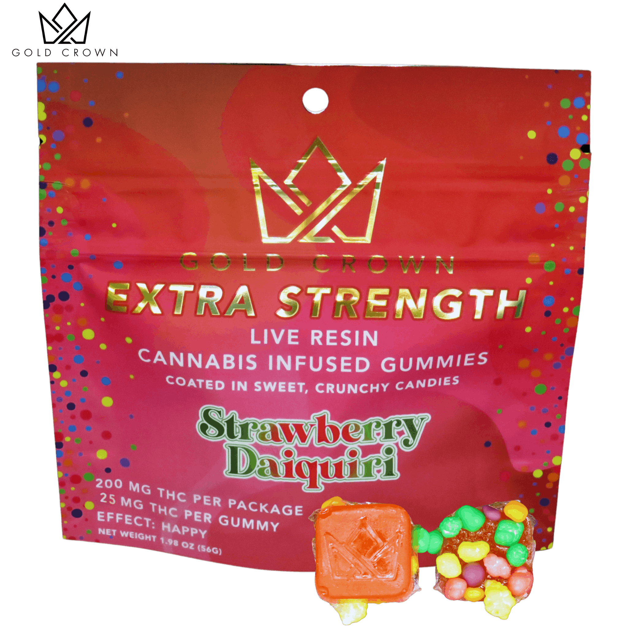 Live Resin Coated Gummies 25mg (200mg)- Strawberry Daiquiri