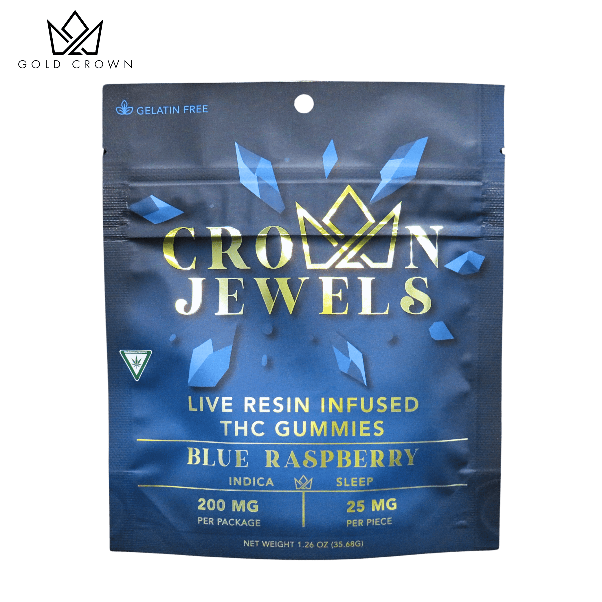 Crown Jewels | Blue Raspberry Gummies | 200mg | 8ct | 25mg/ea by Gold Crown