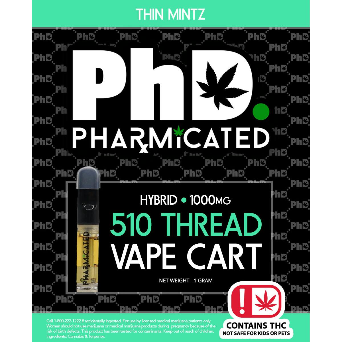 Pharmicated 510 Thread Vape Cart- 1000 mg - Thin Mintz (H)