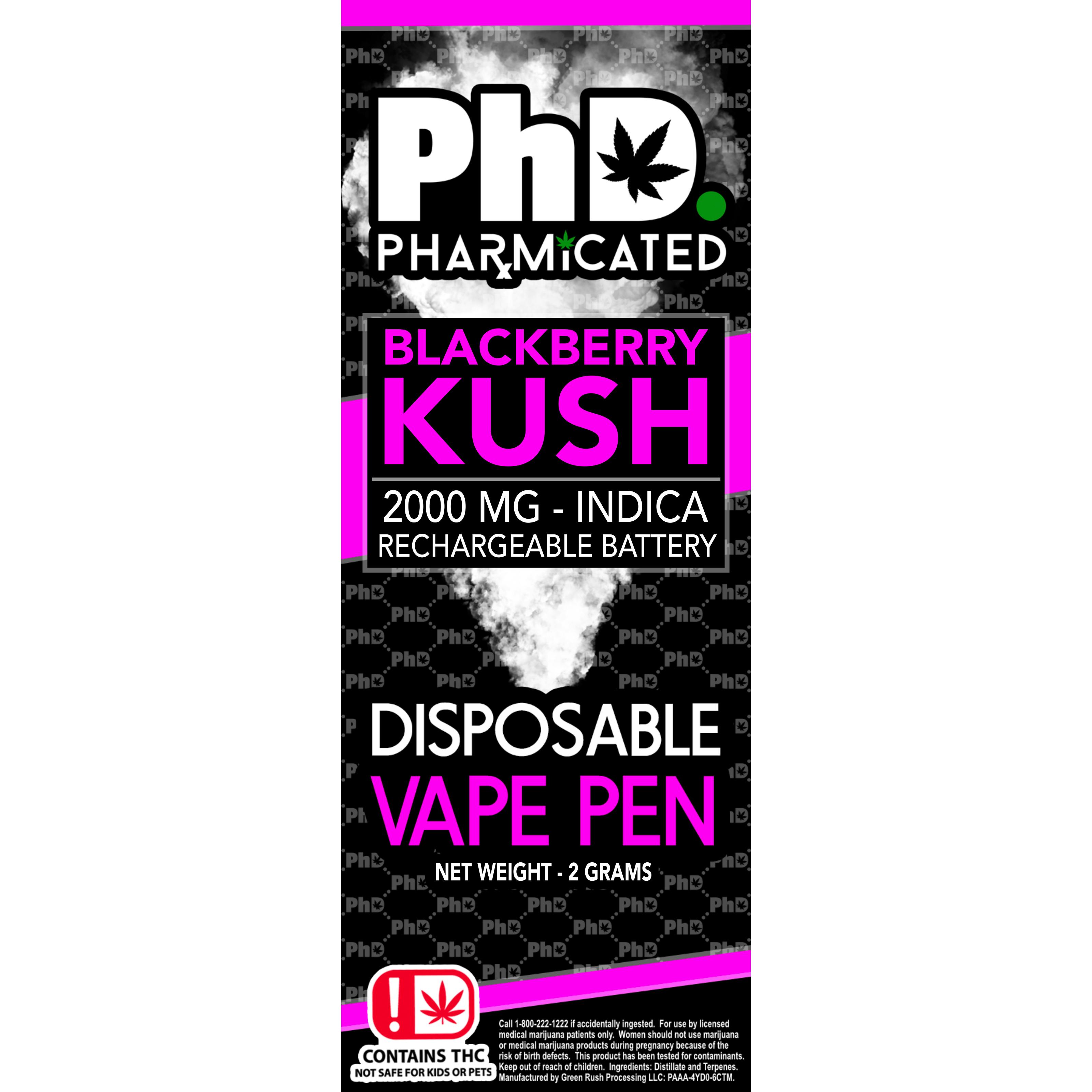 PhD Disposable Vape Cart - 2000 mg - Blackberry Kush (I)