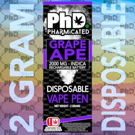 PhD Disposable D9 Vape Cart- 2000 mg - Grape Ape (I)