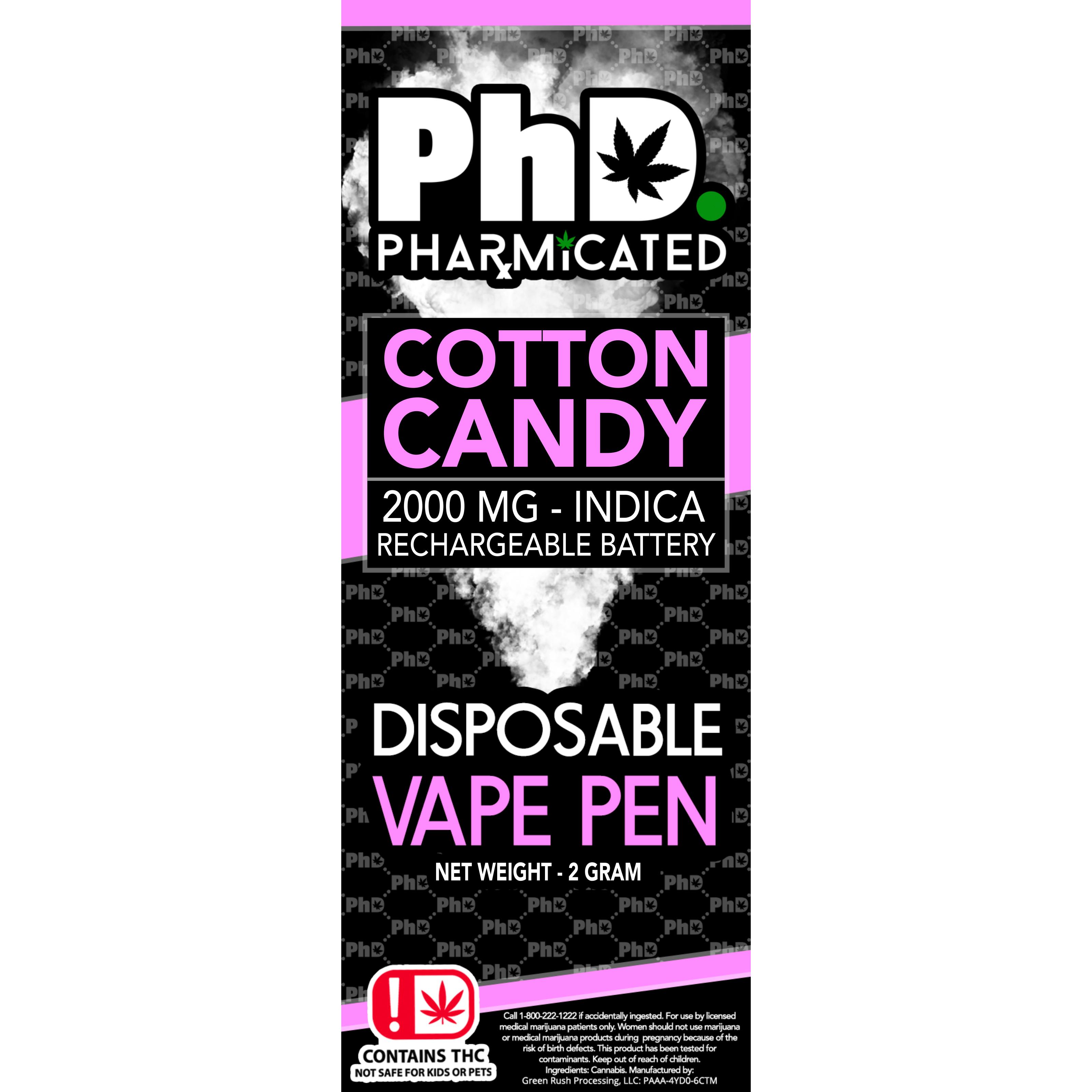 PhD Disposable Vape Cart- 2000 mg - Cotton Candy (I)