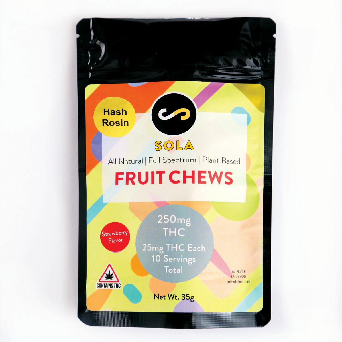 250mg Hash Rosin Fruit Chews - Strawberry Flavor by Sola Edibles