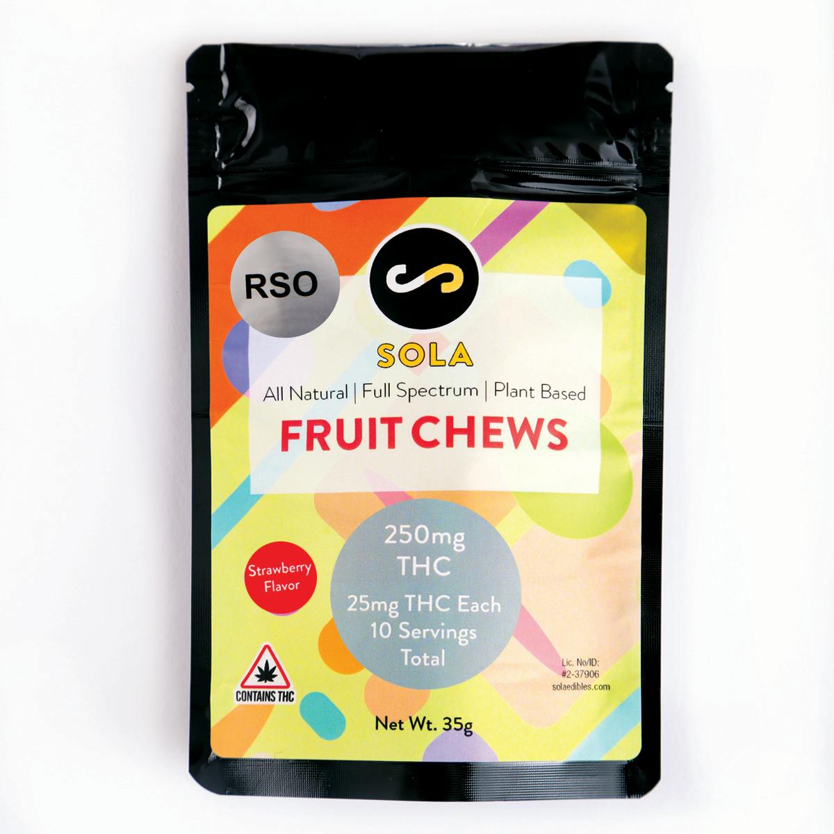 250mg RSO Fruit Chews - Strawberry Flavor by Sola Edibles