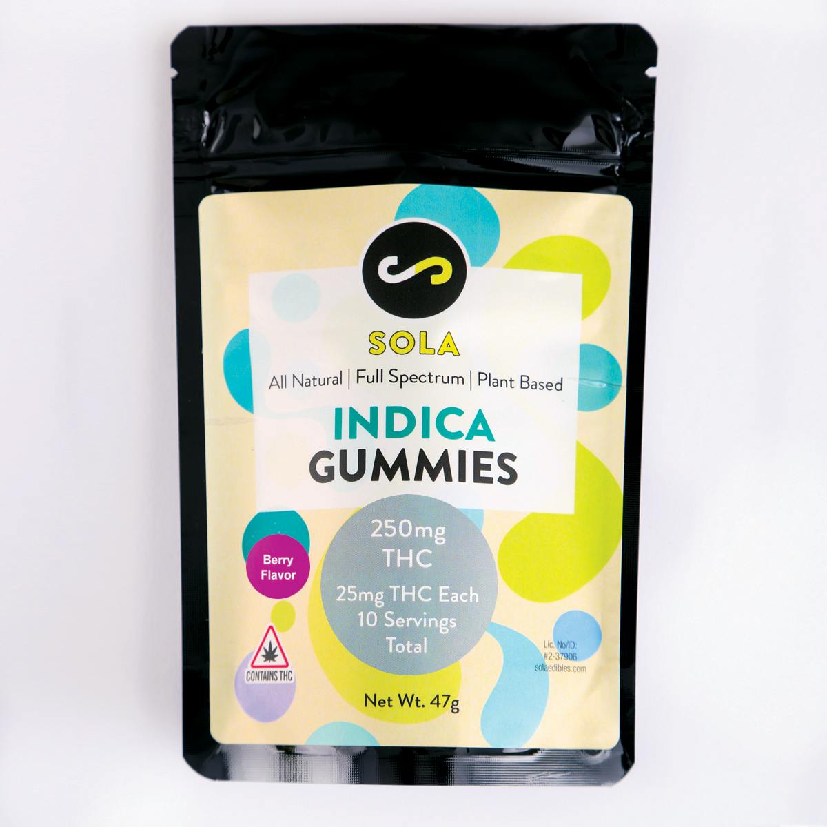 250mg Indica Gummies - Berry Flavor Pack by Sola Edibles