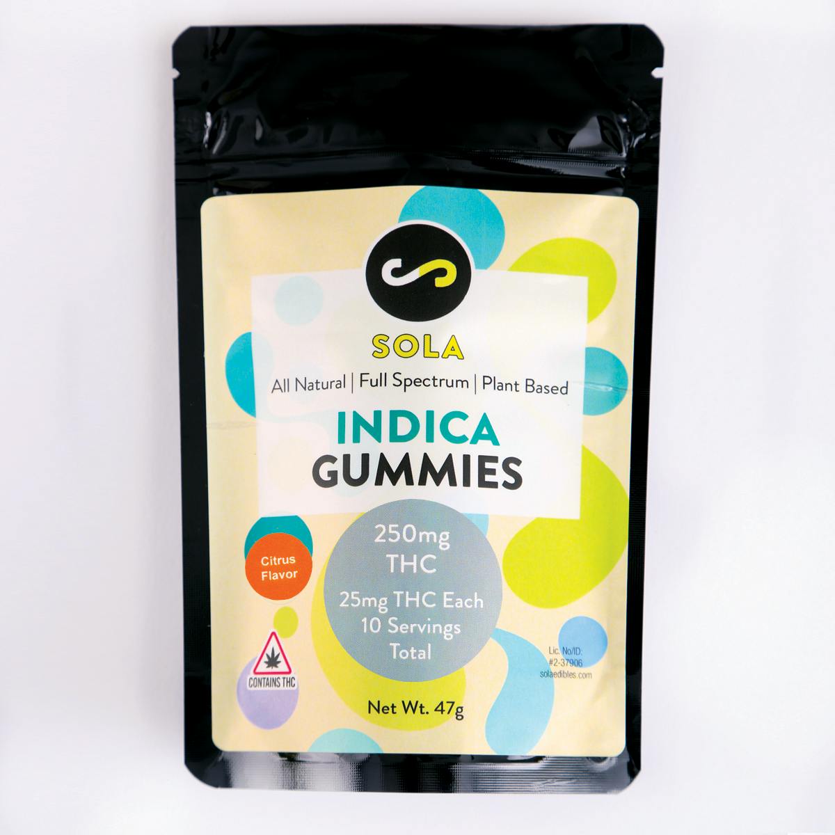 250mg Indica Gummies - Citrus Flavor Pack by Sola Edibles