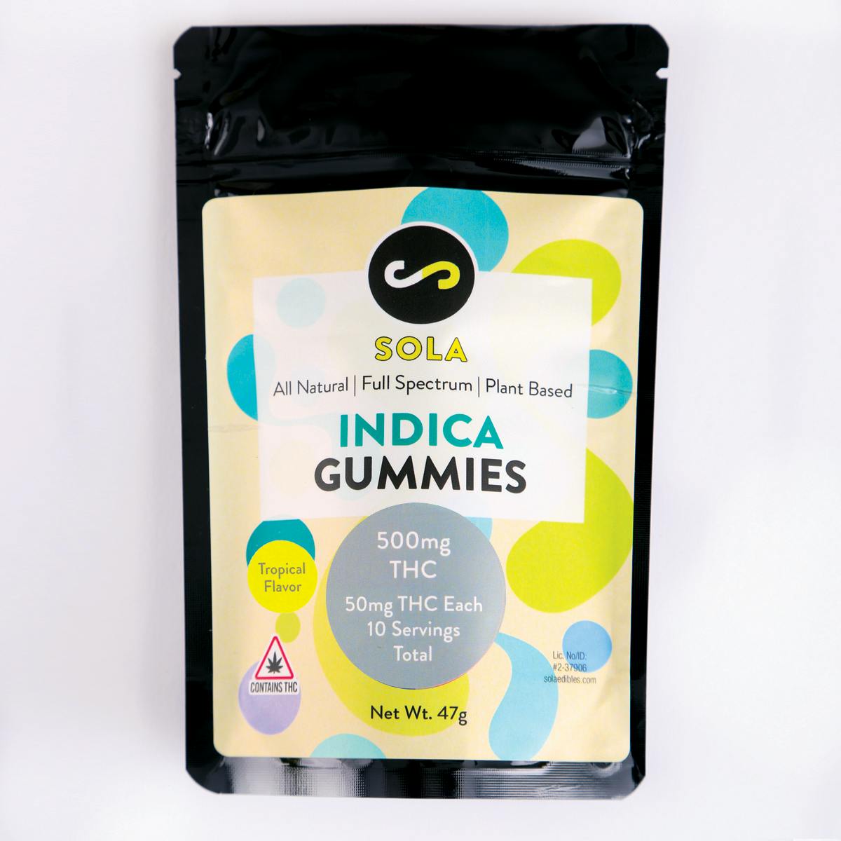 500mg Indica Gummies - Tropical Flavor Pack by Sola Edibles