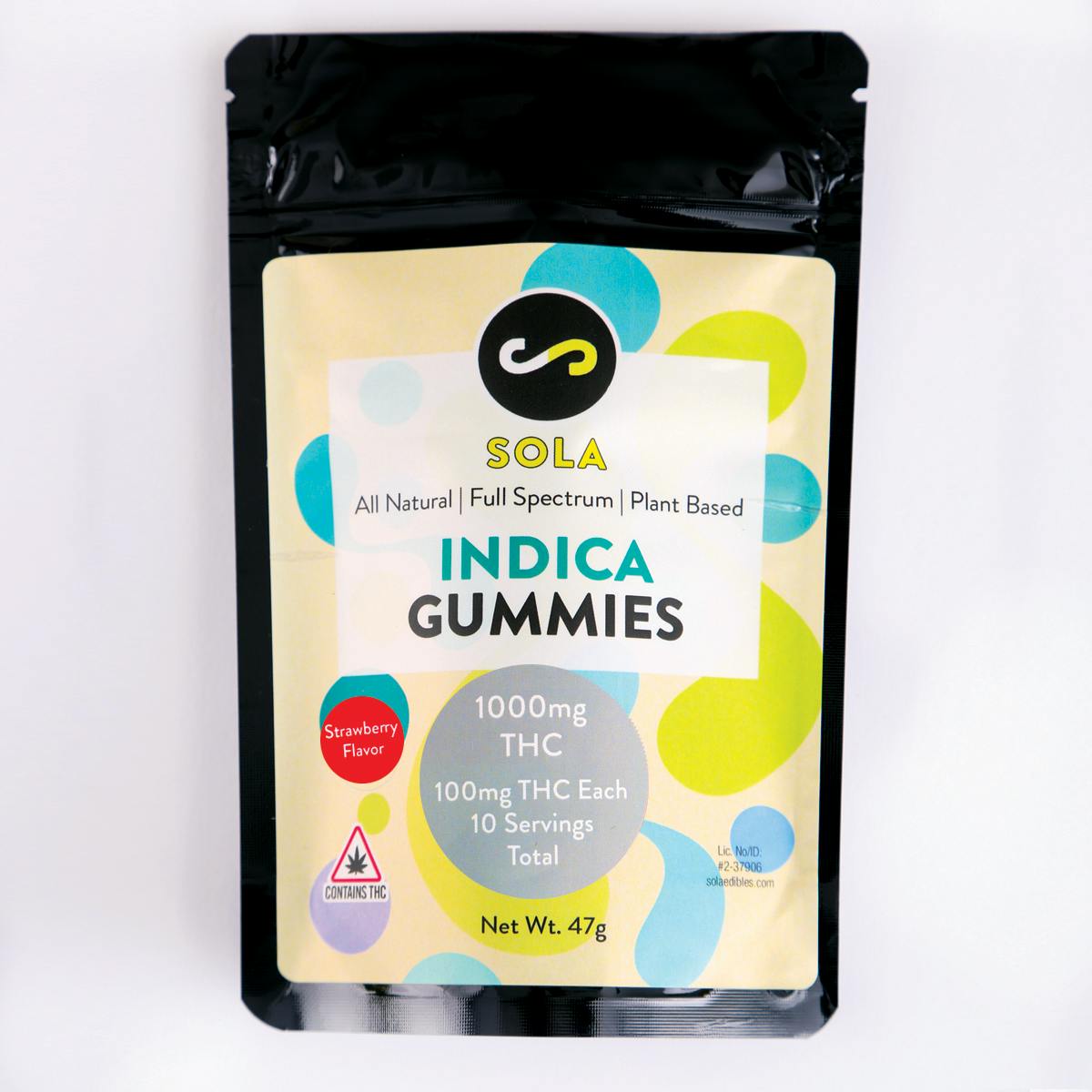 1000mg Indica Gummies - Strawberry Flavor Pack by Sola Edibles