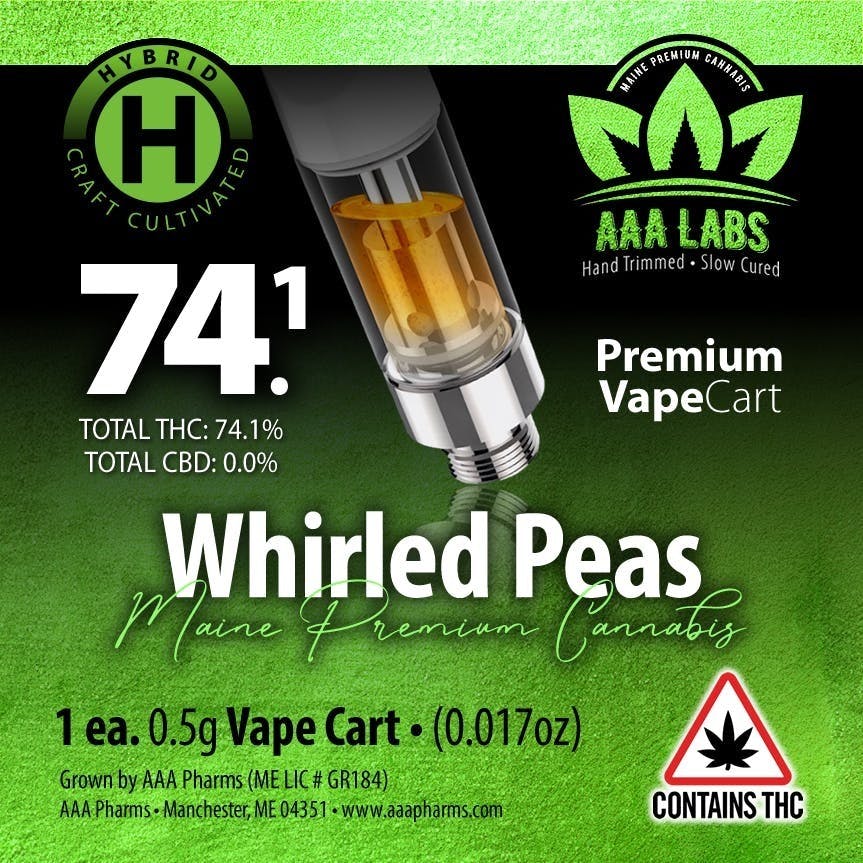 AAA Pharms Whirled Peas Cured Resin Vape Cart Weedmaps
