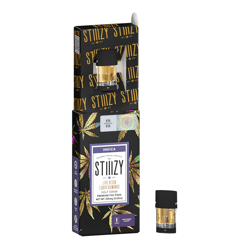 STIIIZY Vape Cartridge - NORTHERN LIGHTS .5G Live Resin Liquid Diamonds Pod, Cartridges