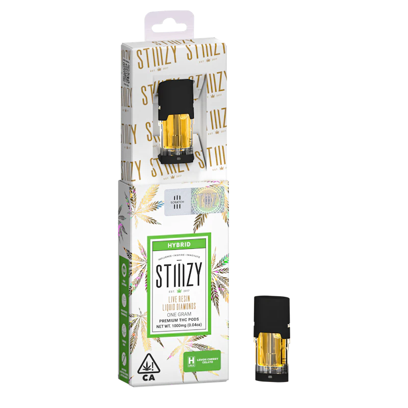 STIIIZY Vape Cartridge - LEMON CHERRY GELATO 1G Live Resin Liquid Diamonds Pod, Cartridges