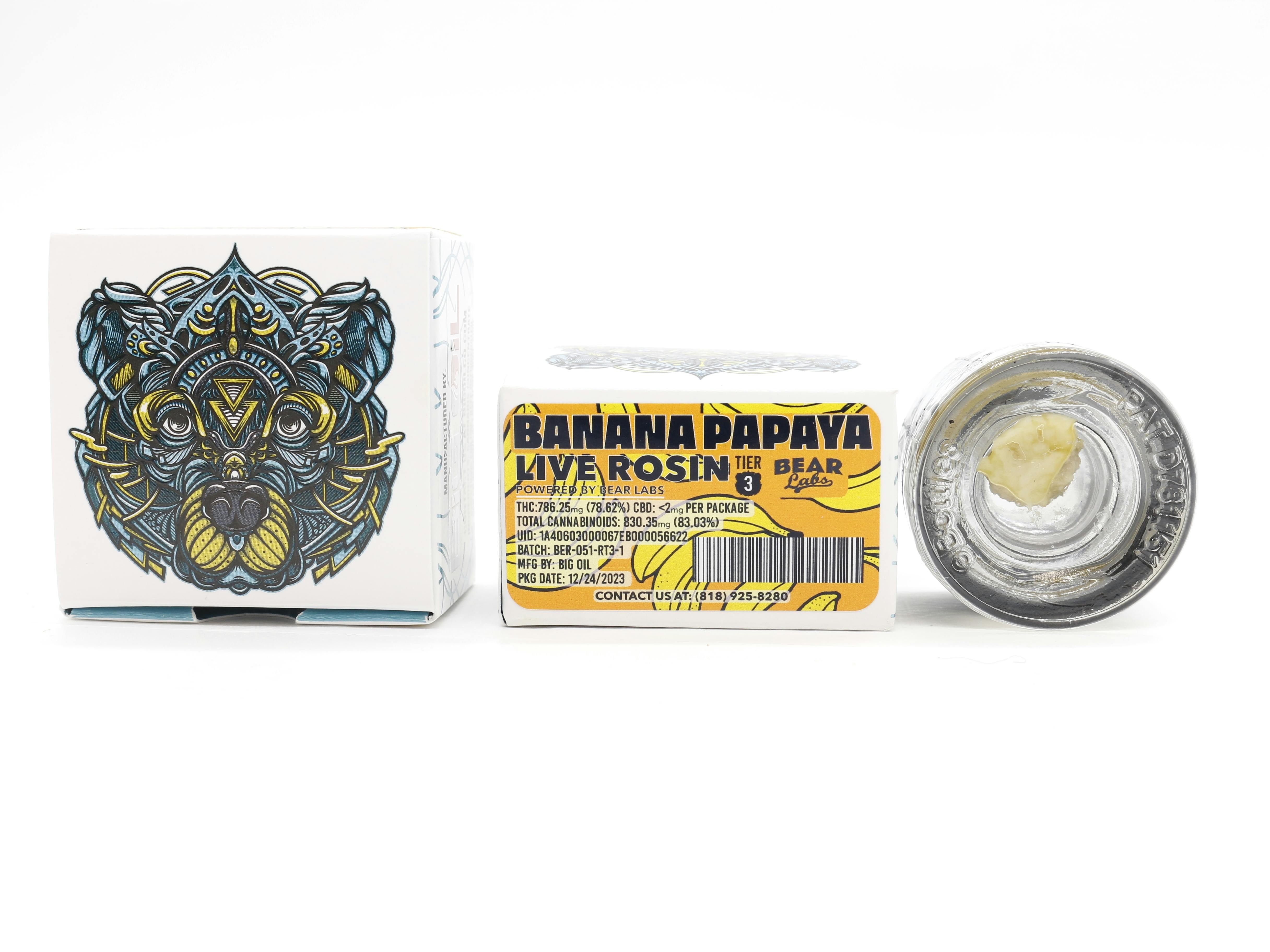 Banana Papaya T3 Live Rosin - 1g - Bear Labs
