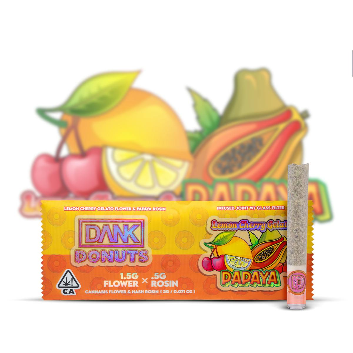 LEMON CHERRY GELATO x PAPAYA - 2G ROSIN HOLE JOINT - DANK LEMON CHERRY GELATO x PAPAYA - 2G ROSIN HOLE JOINT - DANK