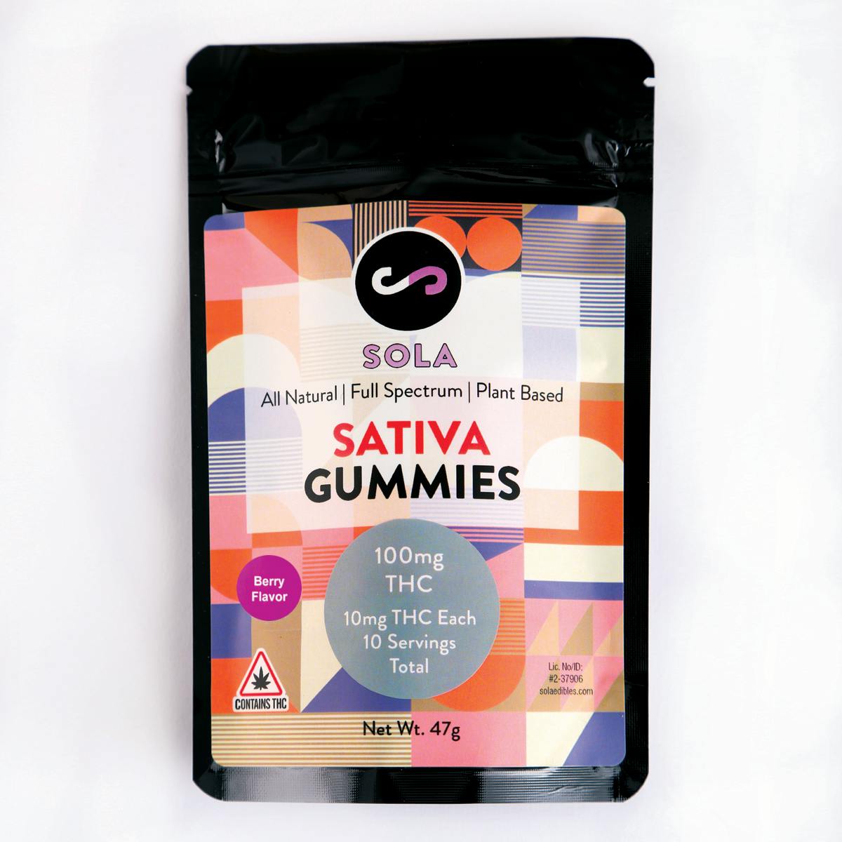 100mg Sativa Gummies - Berry Flavor Pack by Sola Edibles