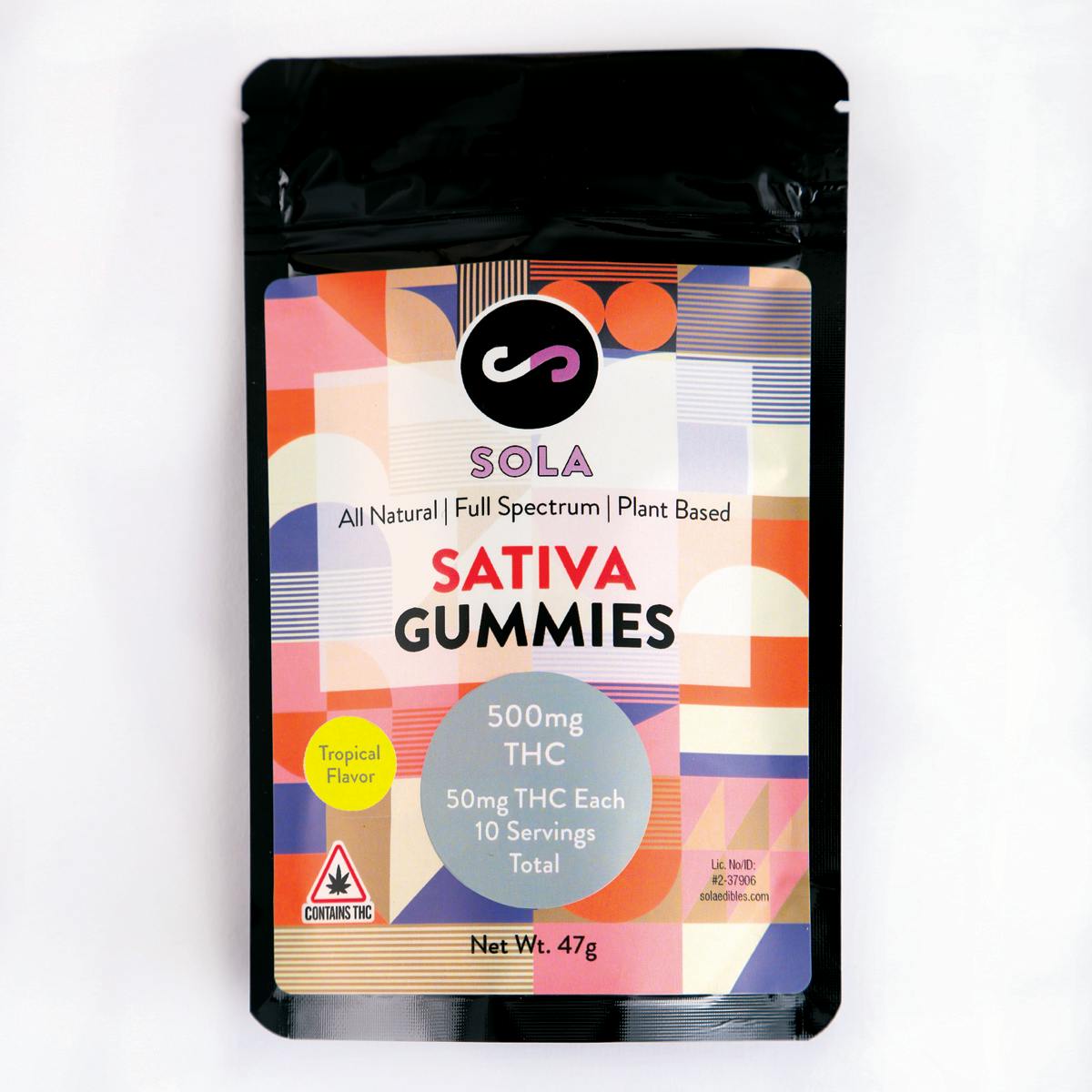 500mg Sativa Gummies - Tropical Flavor Pack by Sola Edibles