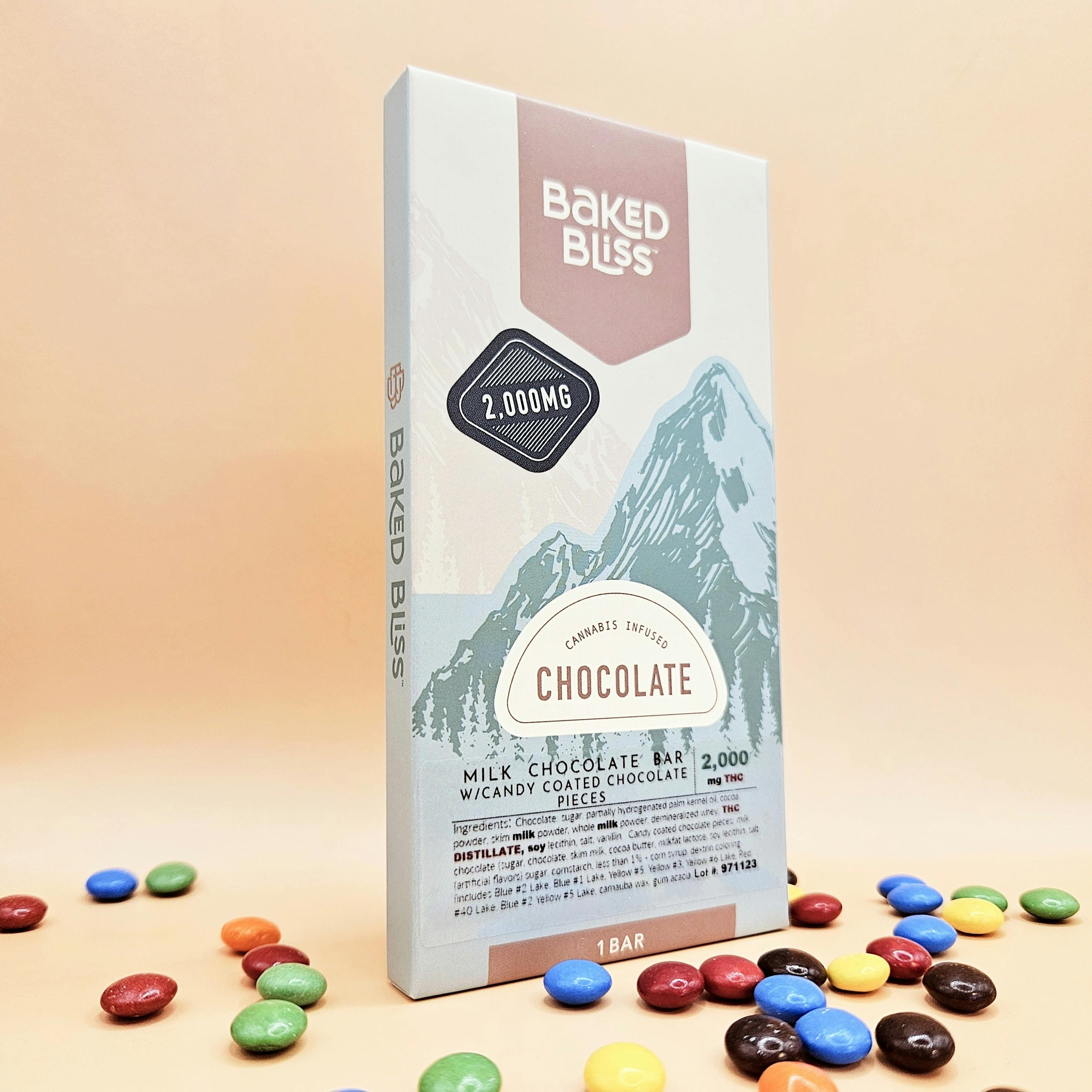 Baked Bliss 2000mg Chocolate Bar W/Candy Coated Chocolate Pieces by Baked Bliss Edibles