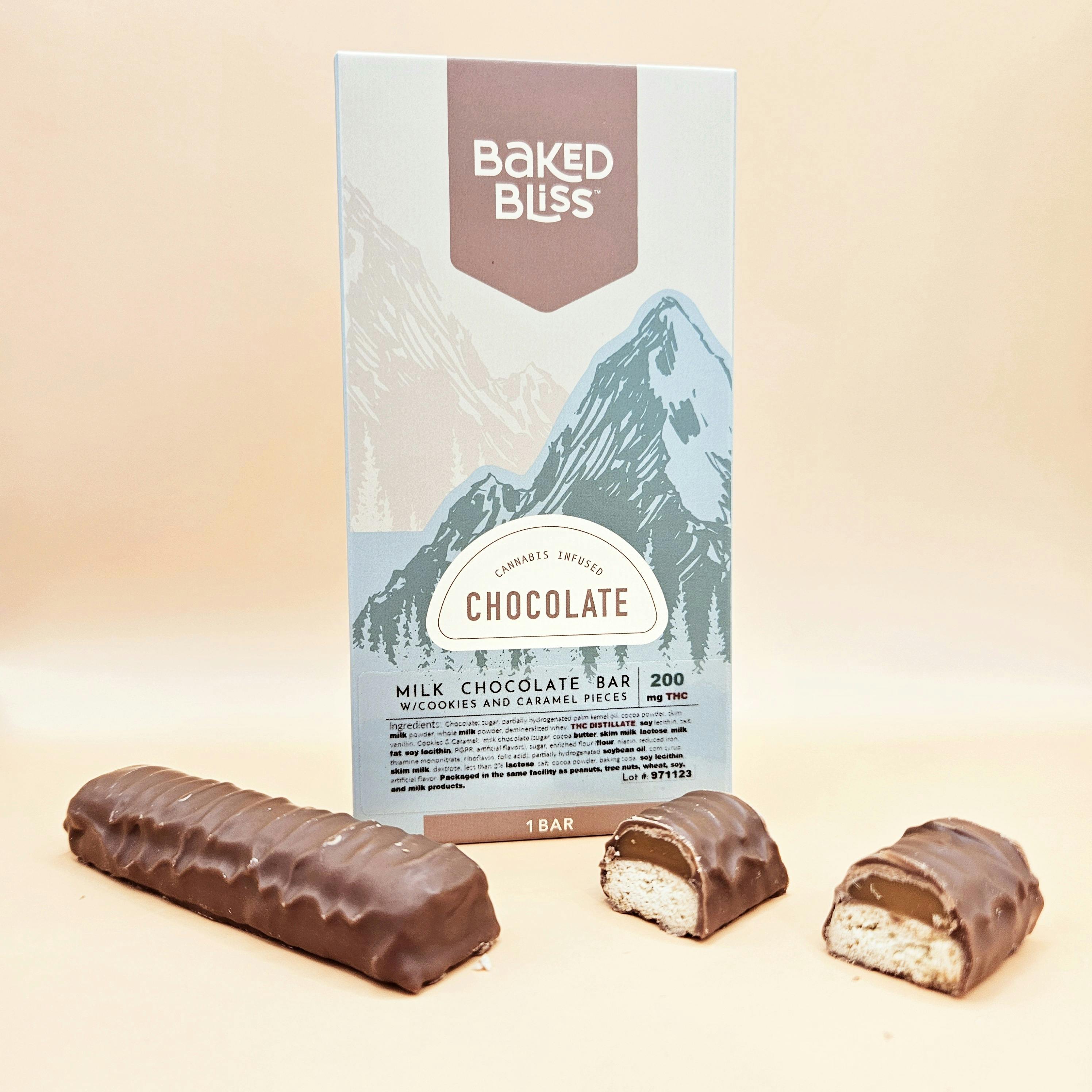 Baked Bliss 200mg Chocolate Bar W/Cookies & Caramel Pieces by Baked Bliss Edibles