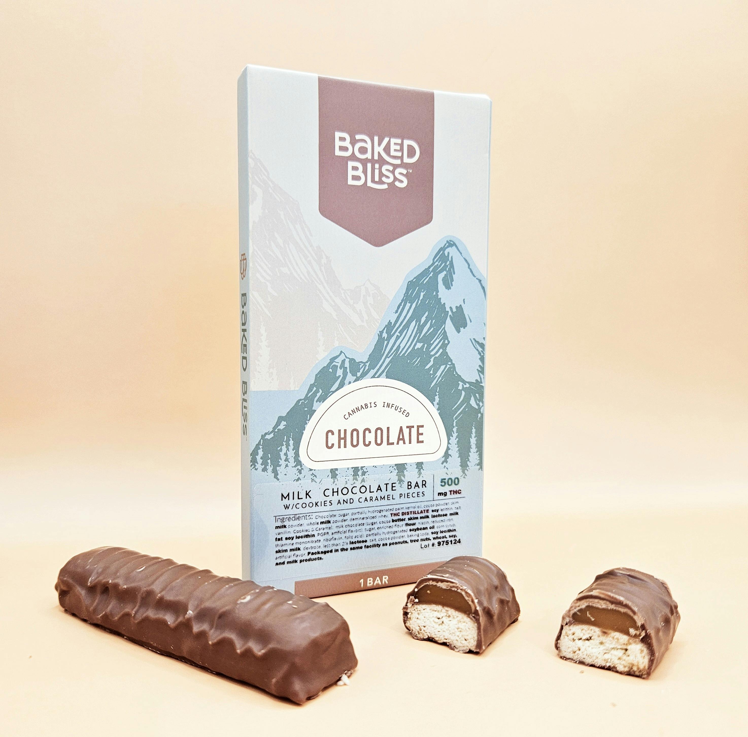 Baked Bliss Edibles Baked Bliss 500mg Chocolate Bar W/Cookies & Caramel