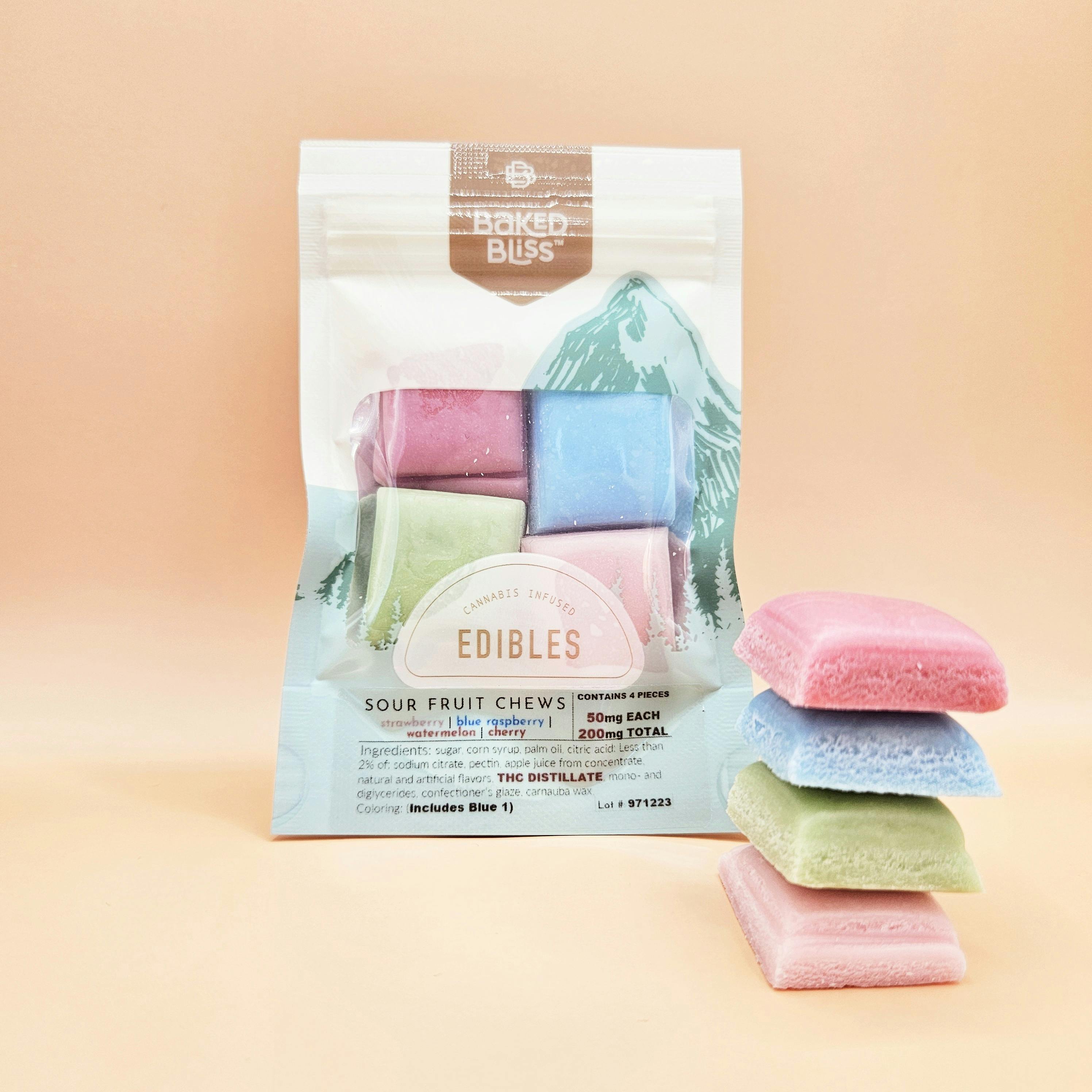 Baked Bliss 200mg Sour Fruit Chews Baked Bliss Edibles