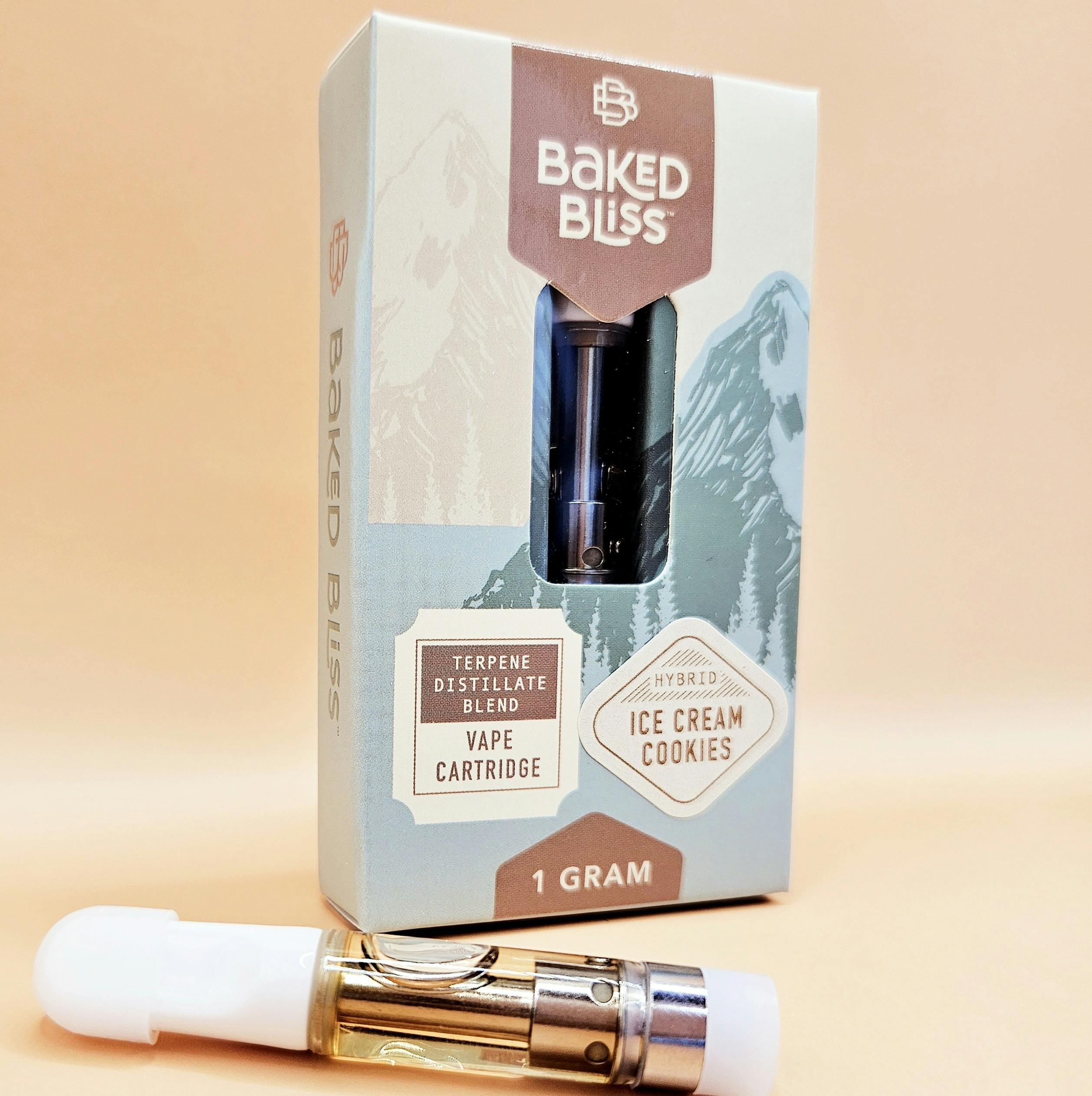 Baked Bliss 1g Ice Cream Cookies Distillate Cartridge by Baked Bliss Edibles