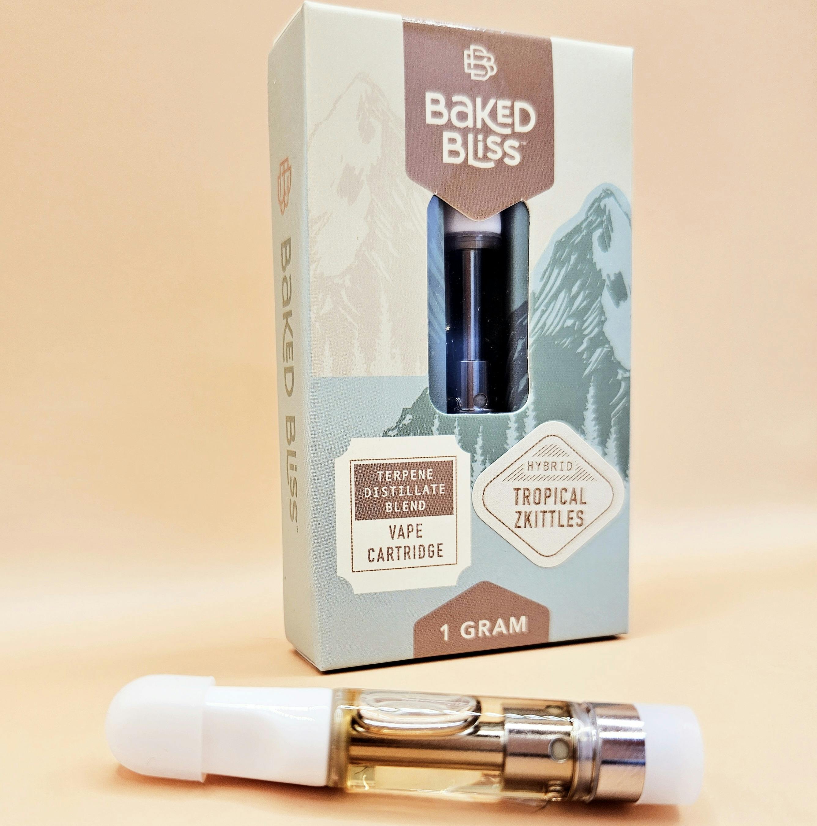 Baked Bliss 1g Tropical Zkittles Distillate Cartridge at Moosehead Farms