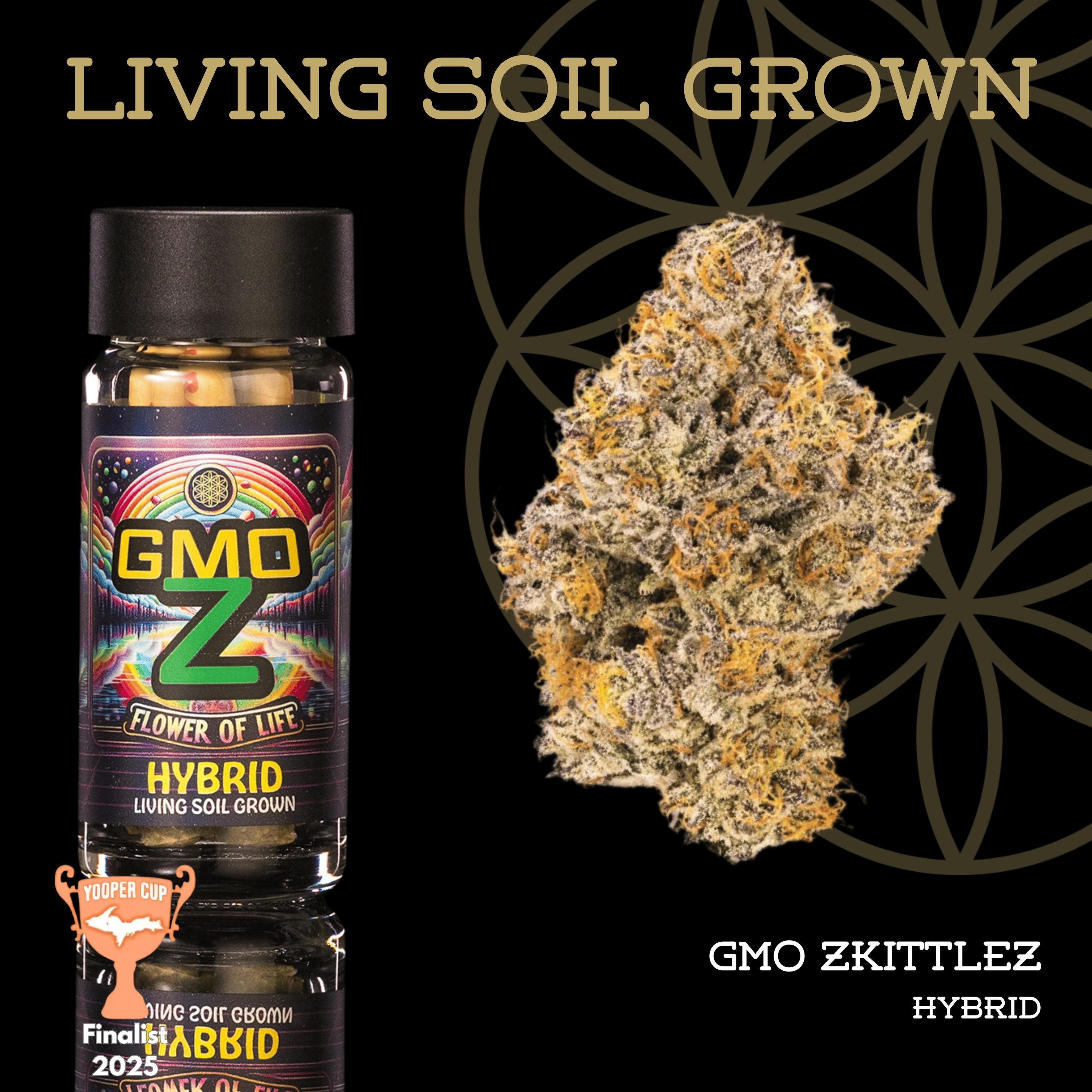 GMO Zkittlez | Pre-Roll 5-Pack | 2.5g | Living Soil by Flower of Life