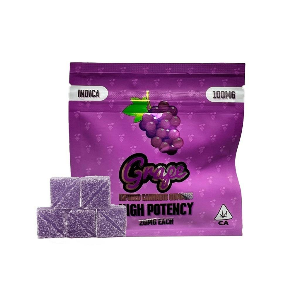 100mg Indica Grape - High Dose Gummies (20mg each) - Más