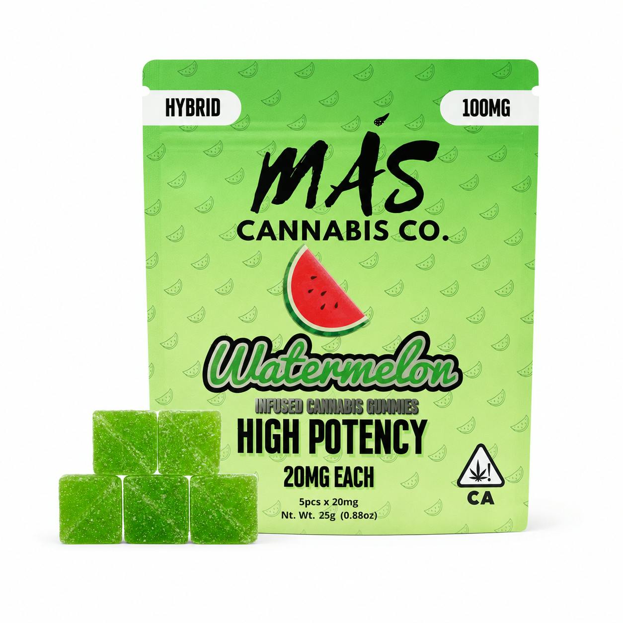 Más 100mg | Hybrid Watermelon | High-Dose Gummies (20mg each)