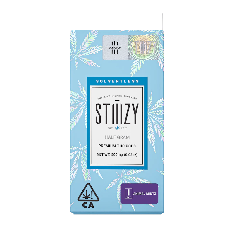 STIIIZY Vape Cartridge - ANIMAL MINTZ .5G Solventless Live Rosin Pod - STIIIZY, Cartridges