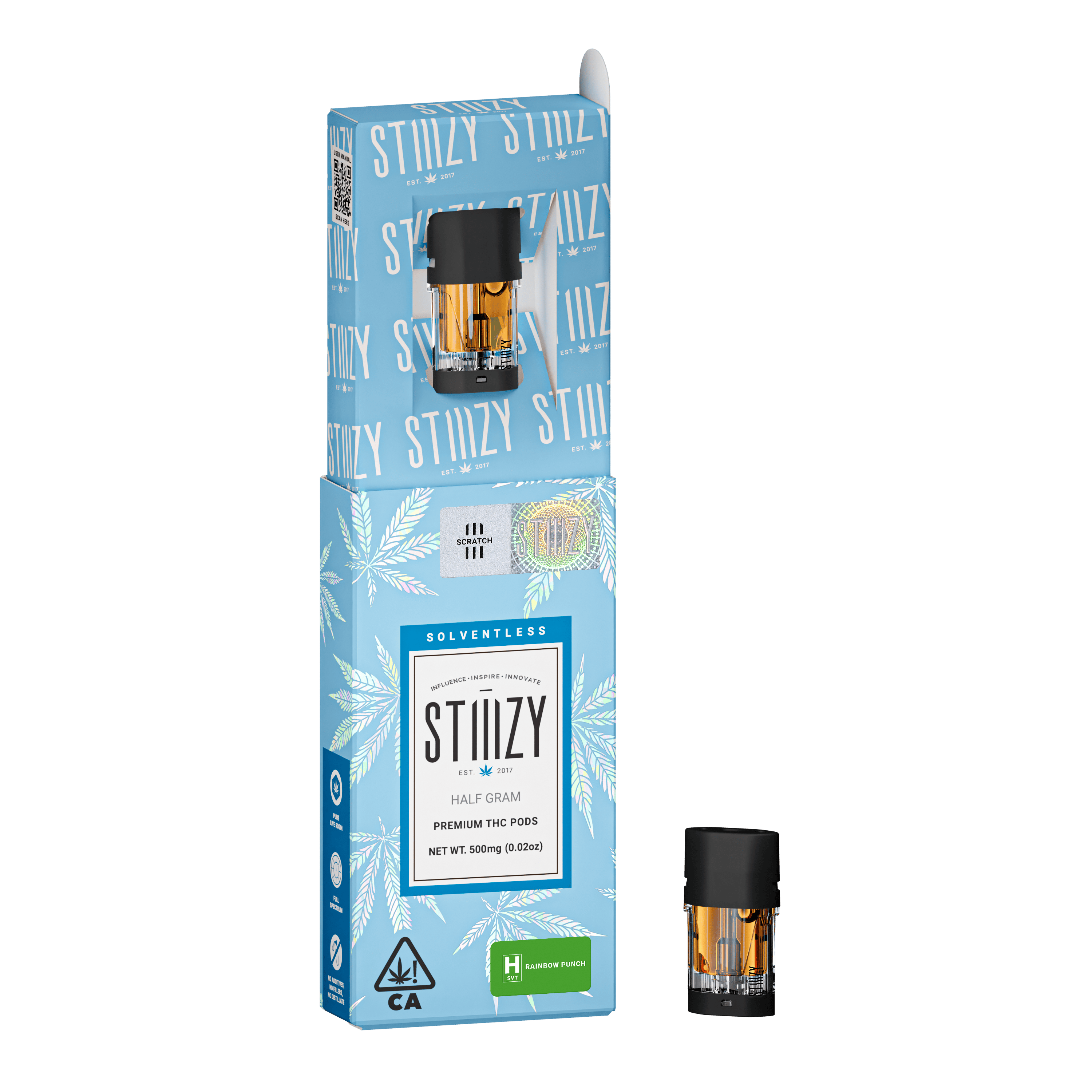 STIIIZY Vape Cartridge - RAINBOW PUNCH .5G Solventless Live Rosin Pod - STIIIZY — Cartridges