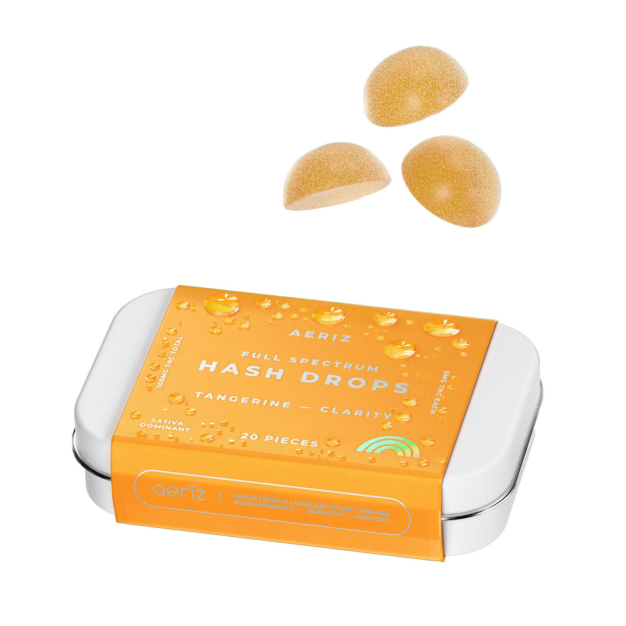 Tangerine Clarity Full Spectrum Hash Drops 100mg 20pk by Aeriz
