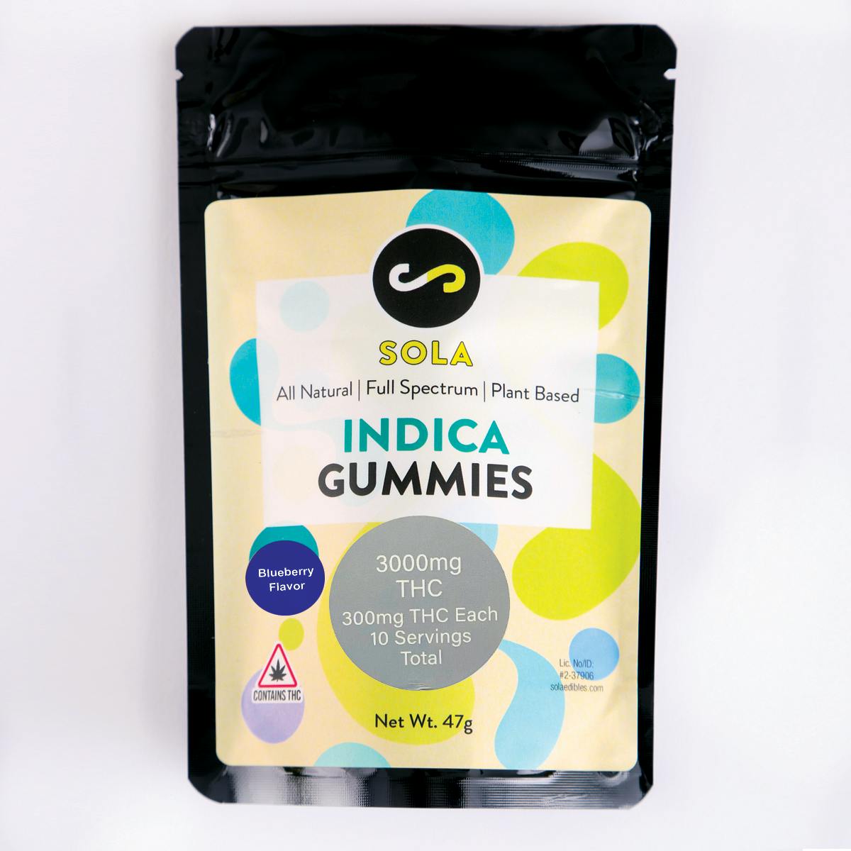 3000mg Indica Gummies - Blueberry Flavor Pack by Sola Edibles
