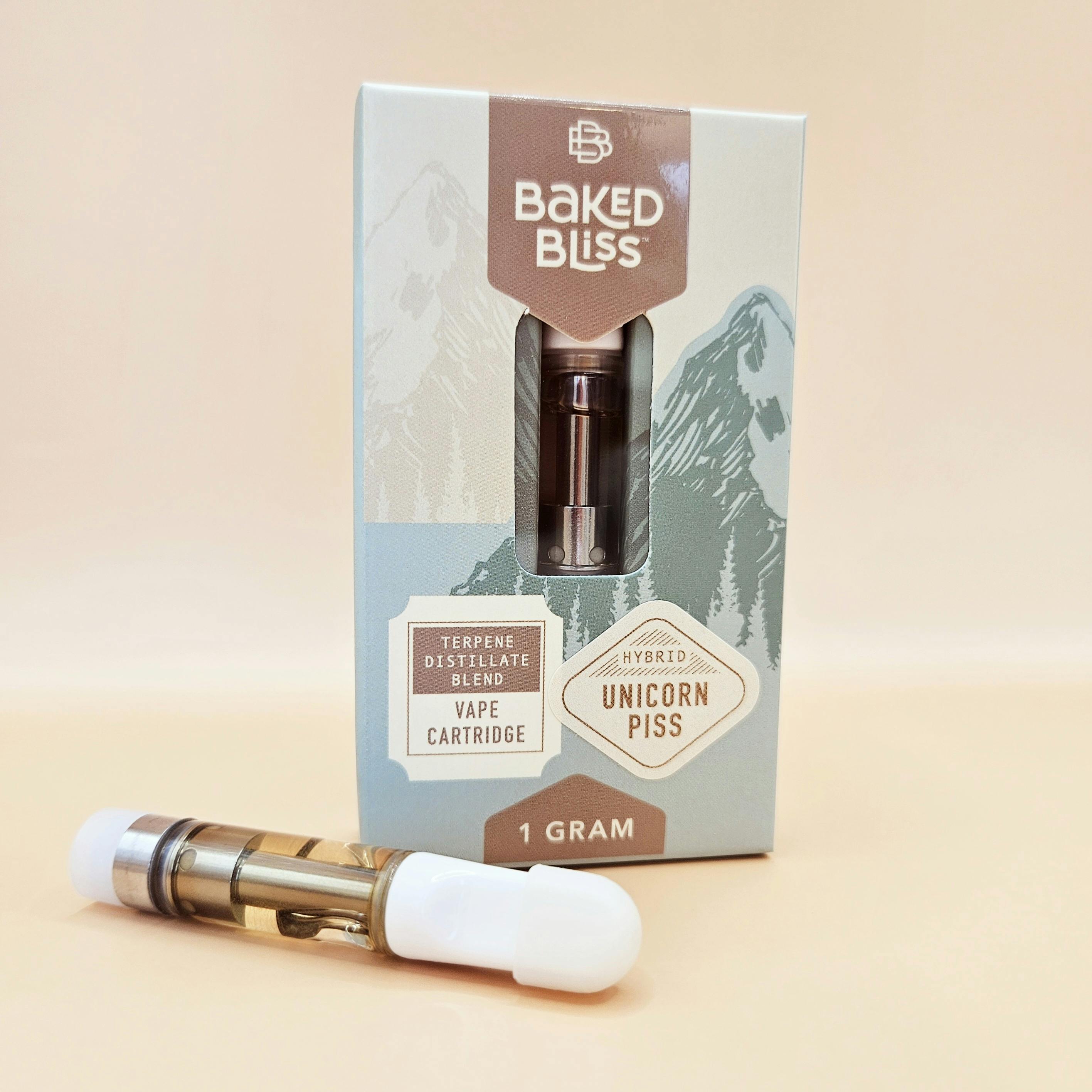 Baked Bliss 1g Unicorn Piss Distillate Cartridge by Baked Bliss Edibles