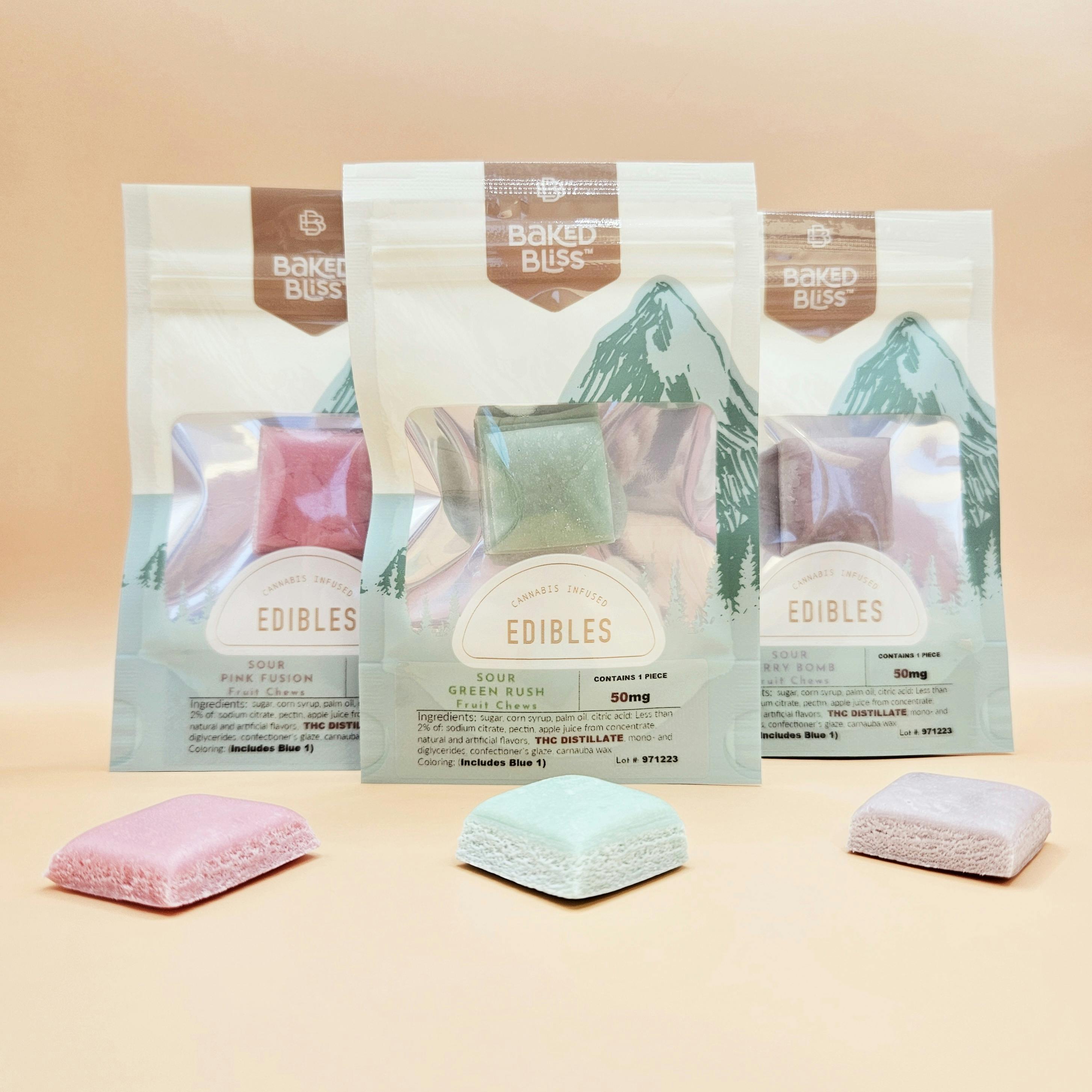 Baked Bliss 50mg Sour Fruit Chews Baked Bliss Edibles