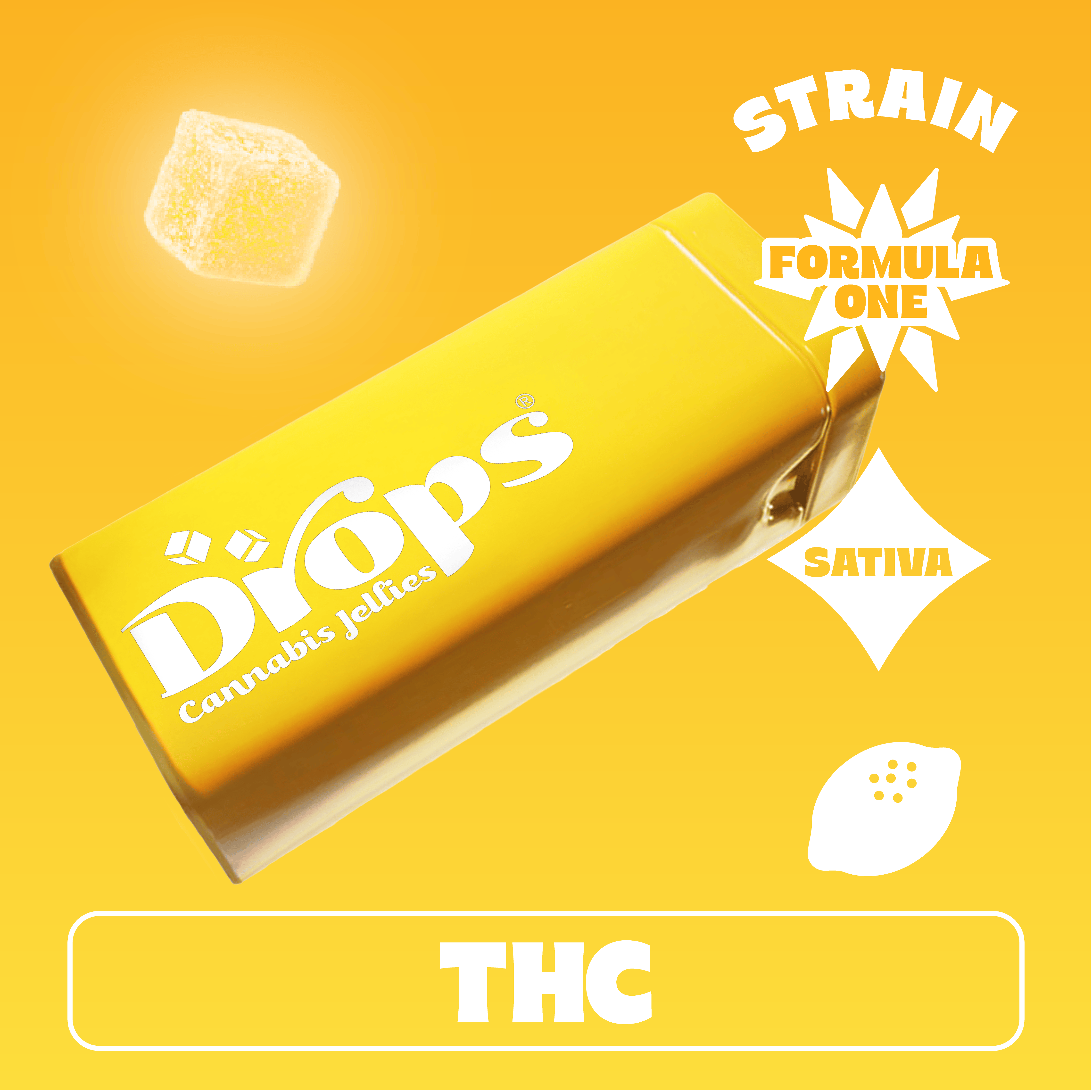 Drops | Lemon 20pc Formula One | Sativa (100mg THC)