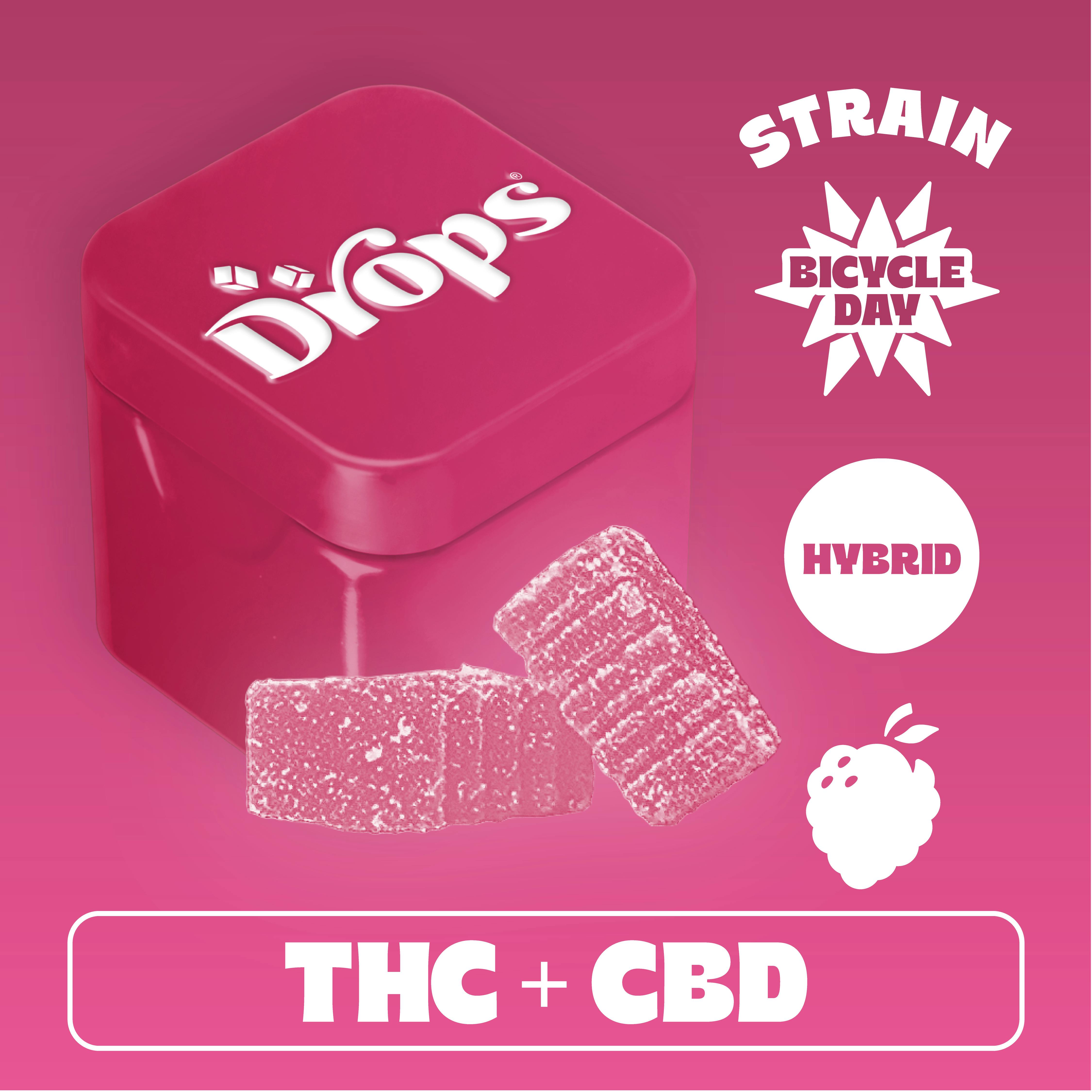 Drops | Raspberry 2p Bicycle Day | Hybrid (100mg THC + 50mg CBD)