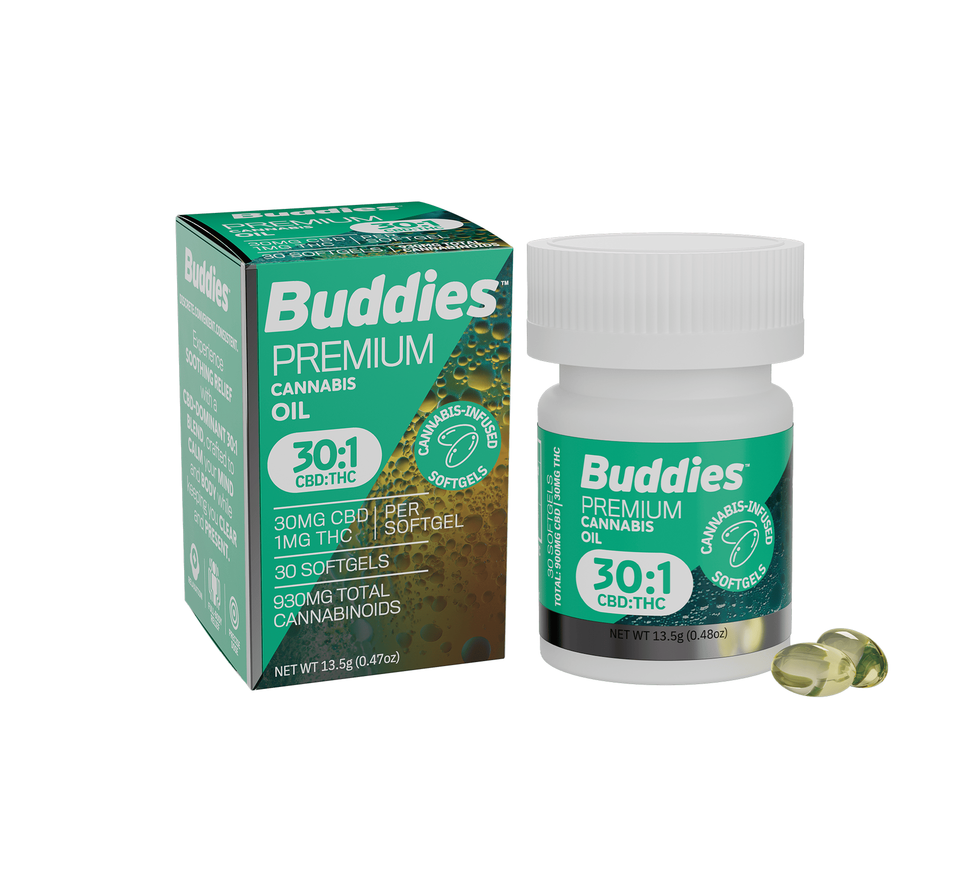 30:1 CBD:THC PCO | Capsules | 900mg CBD:30mg THC | 30ct | 30mg:1mg/ea