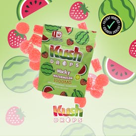 Kush Drops Wacky Watermelon gummies. 1000mg THC per pack!