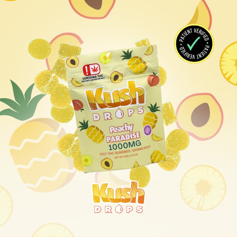 Kush Drops Peachy Paradise Gummies.