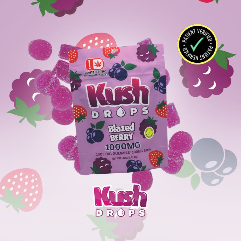 Kush Drops Blazed Berry Gummies.