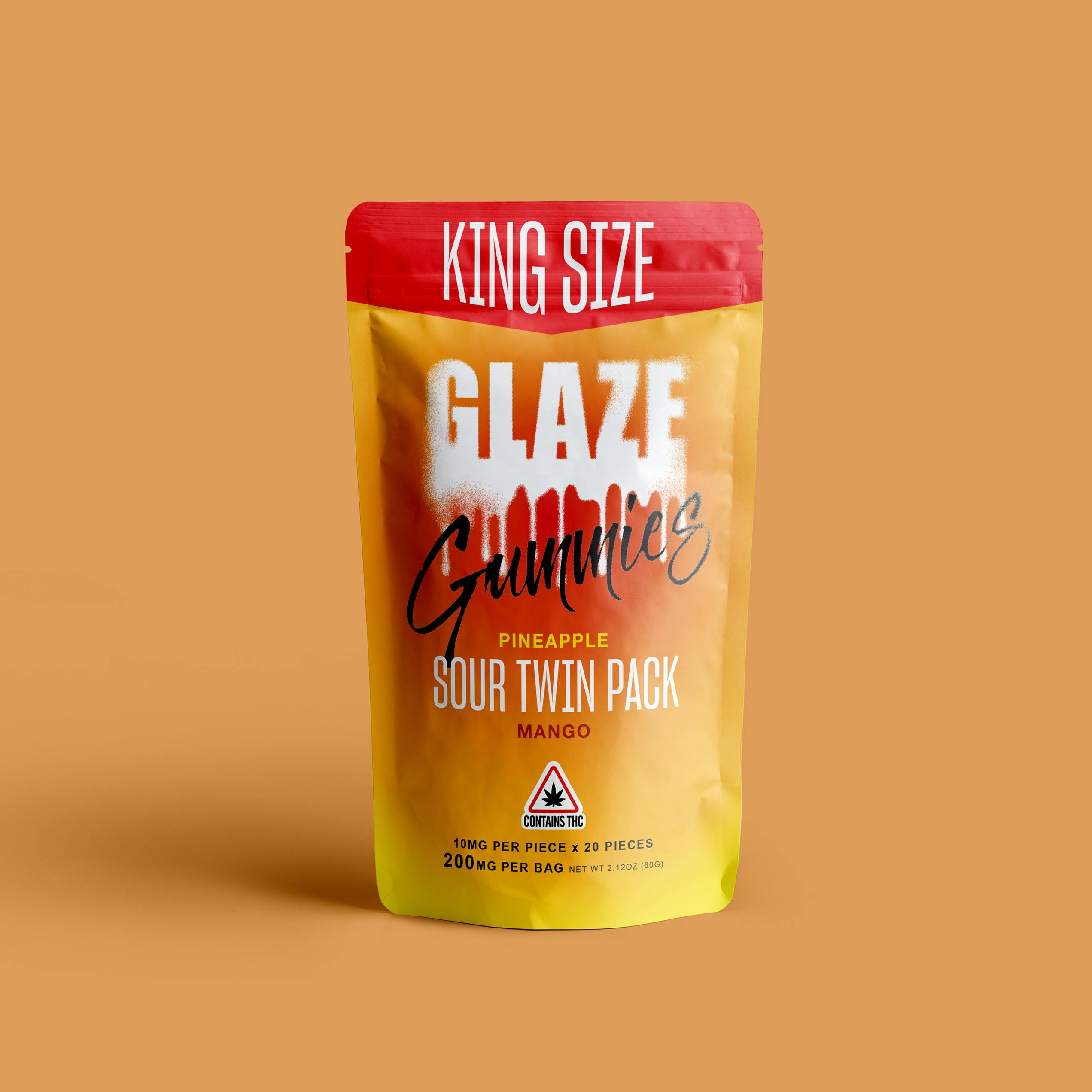 Glaze Sour Twin Pack Pineapple + Mango Gummies 200mg Glaze