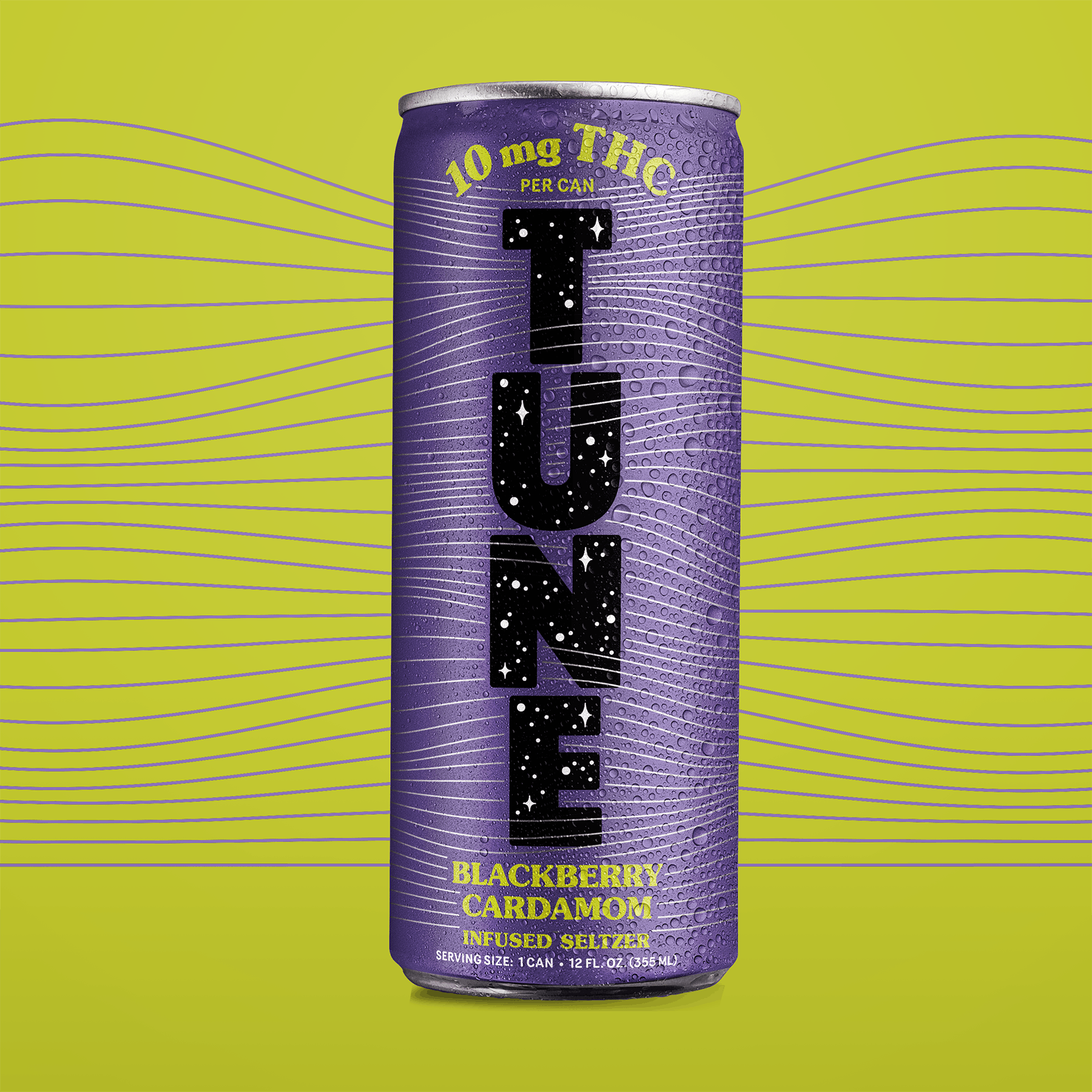Blackberry Cardamom 10mg Infused Seltzer (Drink) Single Can | Tune   -BB0