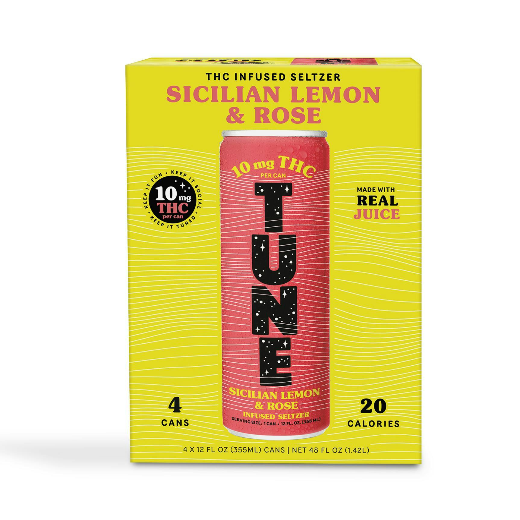 Tune | Sicilian Lemon & Rose Infused Seltzer | Carbonated | 10mg/ea | 4pk at Corner House