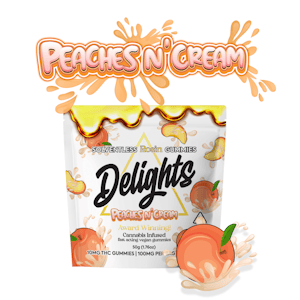 Delights Gummies - Peaches N Cream Delights Rosin Infused Gummies