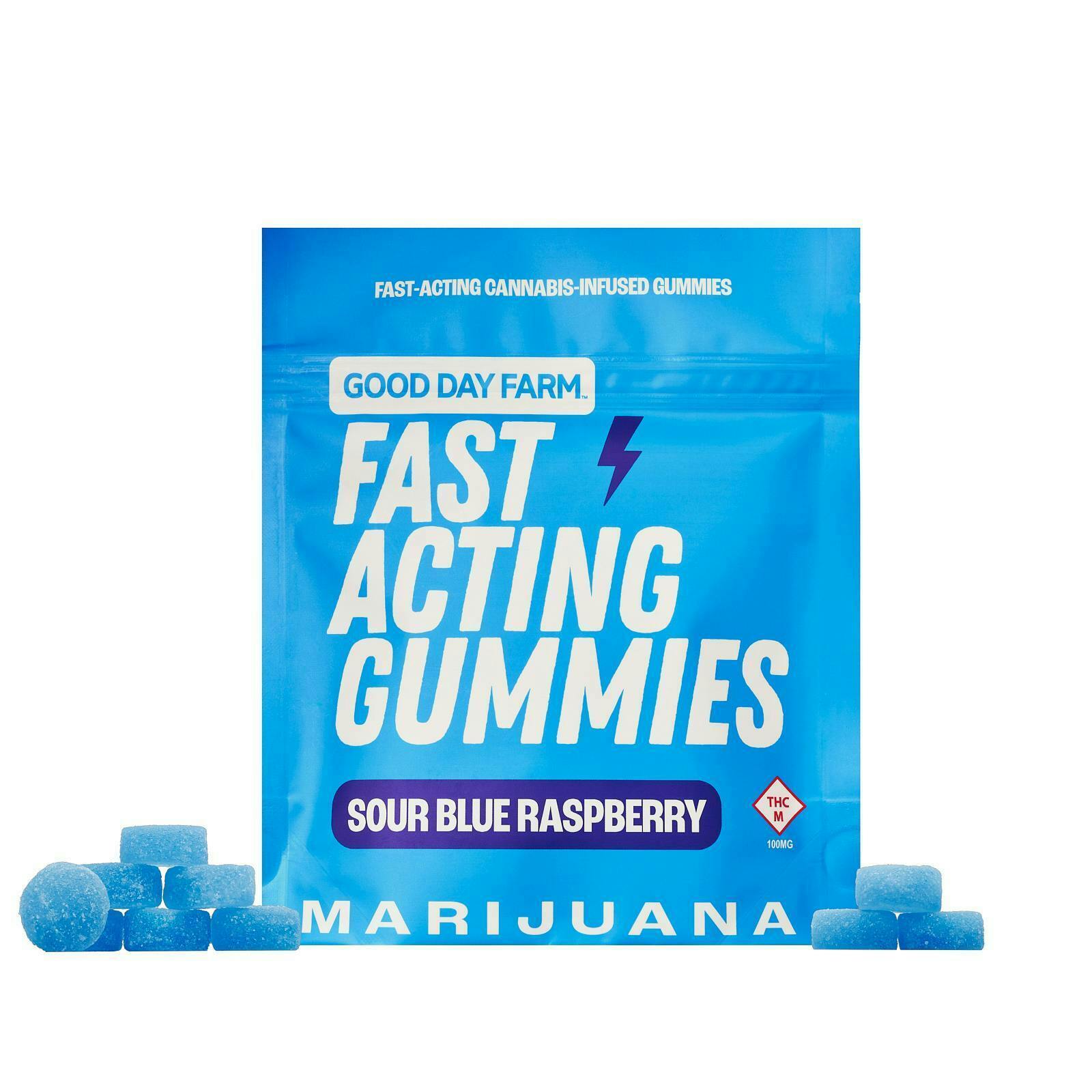 GDF: Fast-Acting Gummies | Sour Blue Raspberry | 100mg | 10pk by Good Day Farm