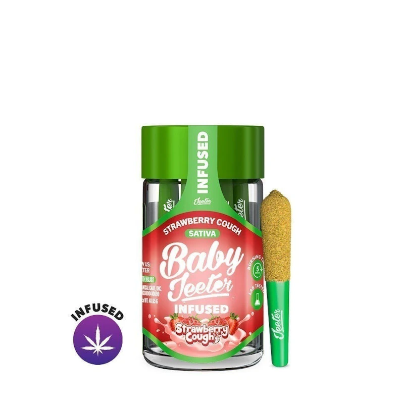 Jeeter Strawberry Cough · Baby Infused Minis · 0.5g each · 5pk, Infused Pre-Rolls