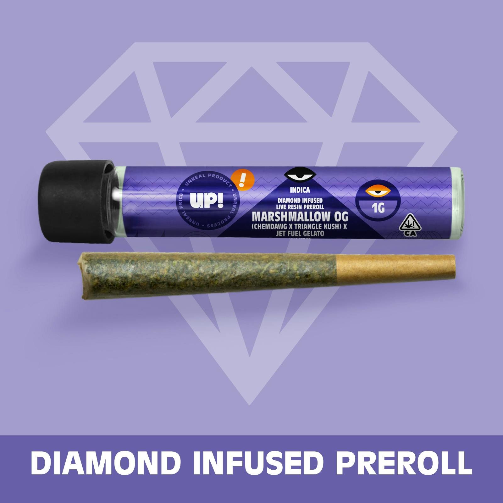 UP! Marshmallow OG (Indica) Live resin Infused Preroll 1g Weedmaps