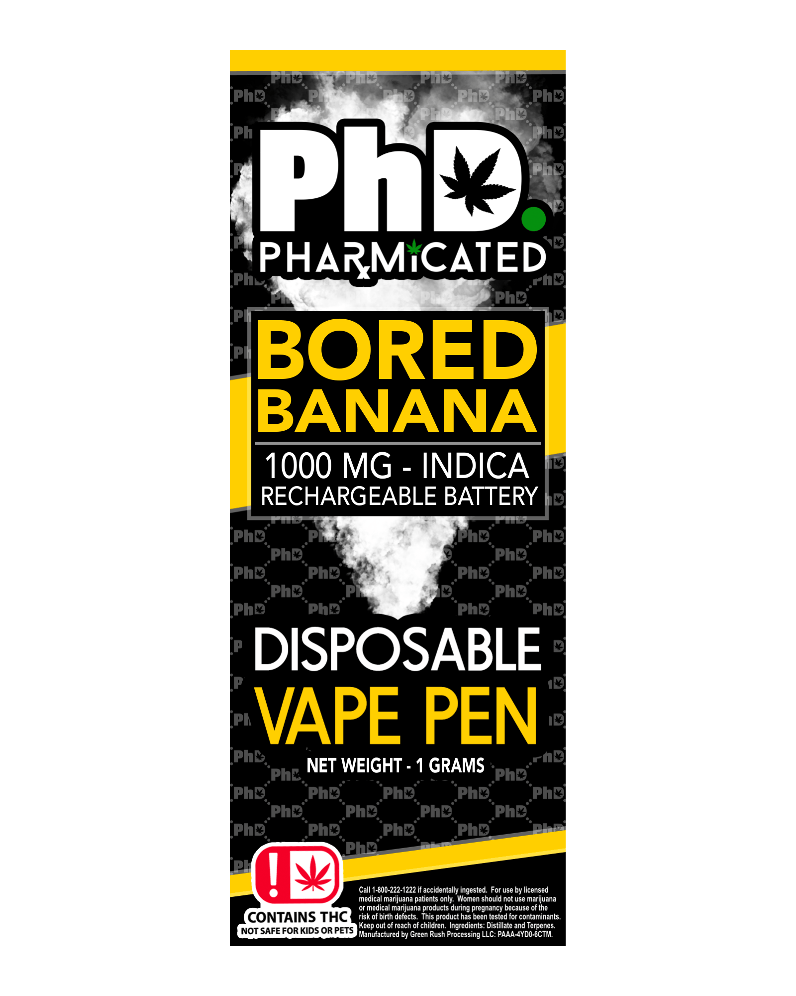 PhD Disposable Vape Cart- 1000 mg - Bored Banana (I)