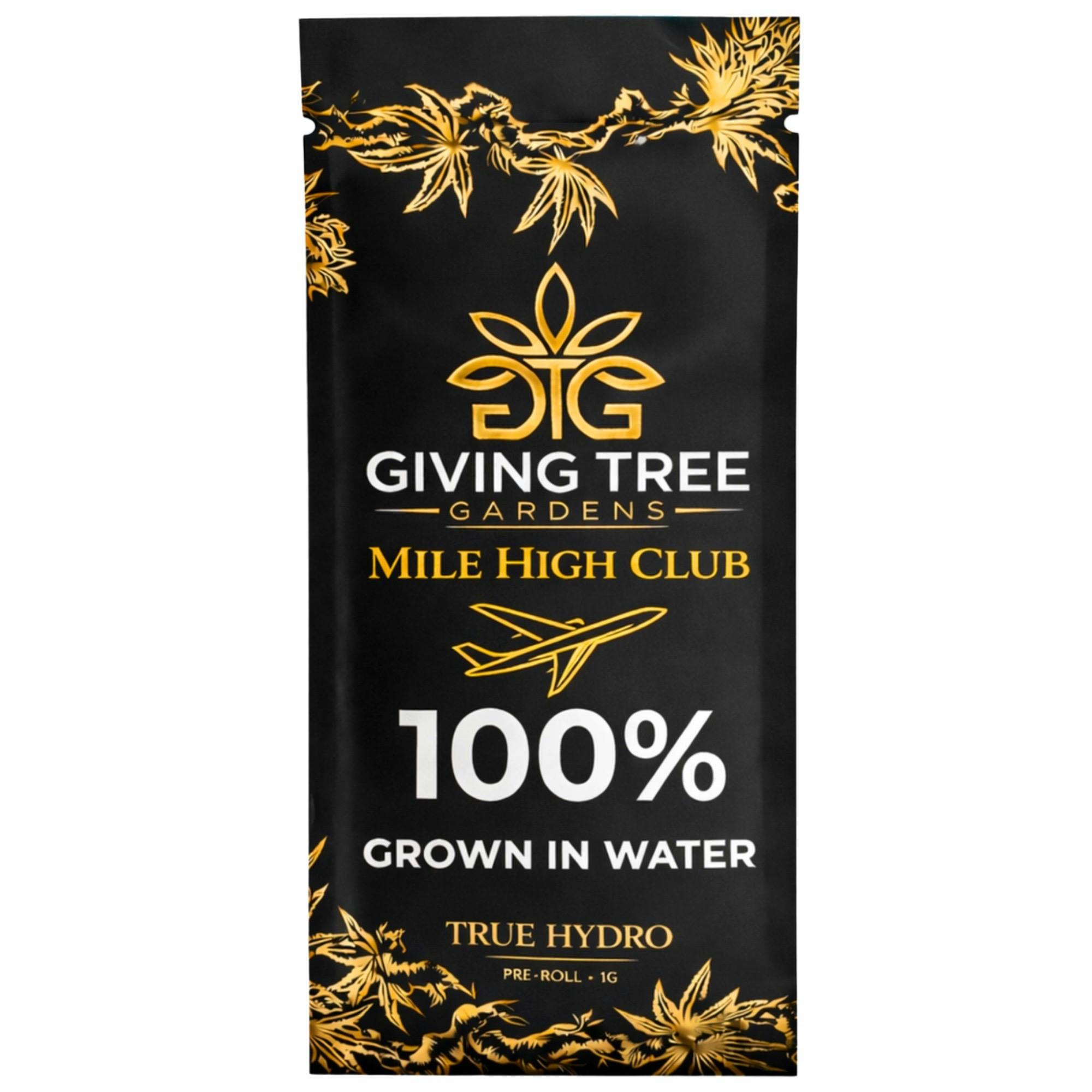 Mile High Club – 1G Pre-Roll | 100% WATER GROWN • TRUE HYDRO by Giving Tree Gardens