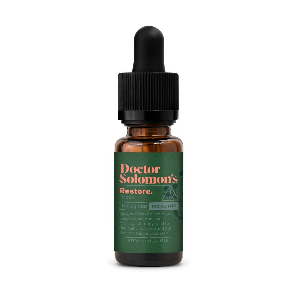 Doctor Solomon's | Restore Drops - 1:1 | (15mL) | 100 CBD:100 THC at RISE Medical Cannabis Dispensary Sun City